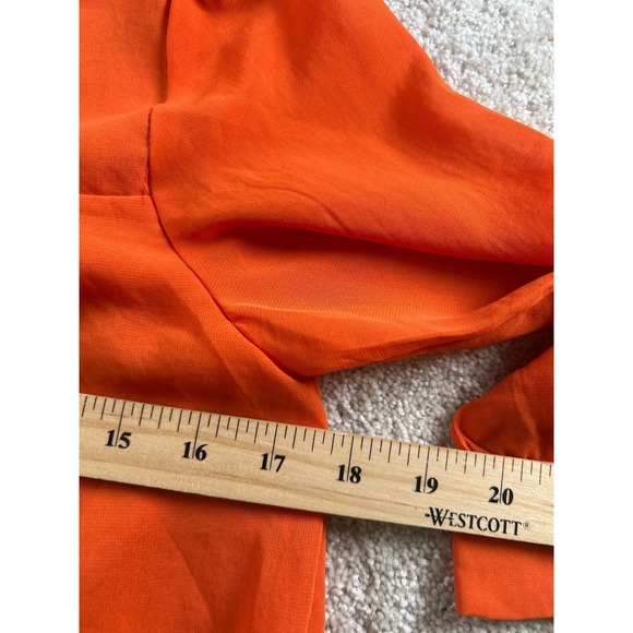 H&M Dress Women's Orange Size 6 Polyester Square Neck Puff Sleeve - Picture 2 of 8